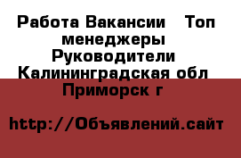 Работа Вакансии - Топ-менеджеры, Руководители. Калининградская обл.,Приморск г.